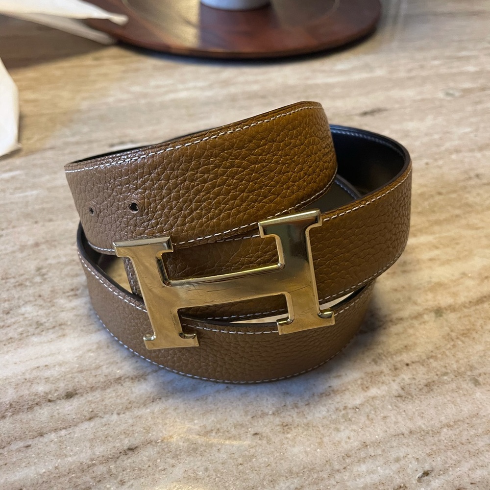 Authentic Hermes H Leather Belt